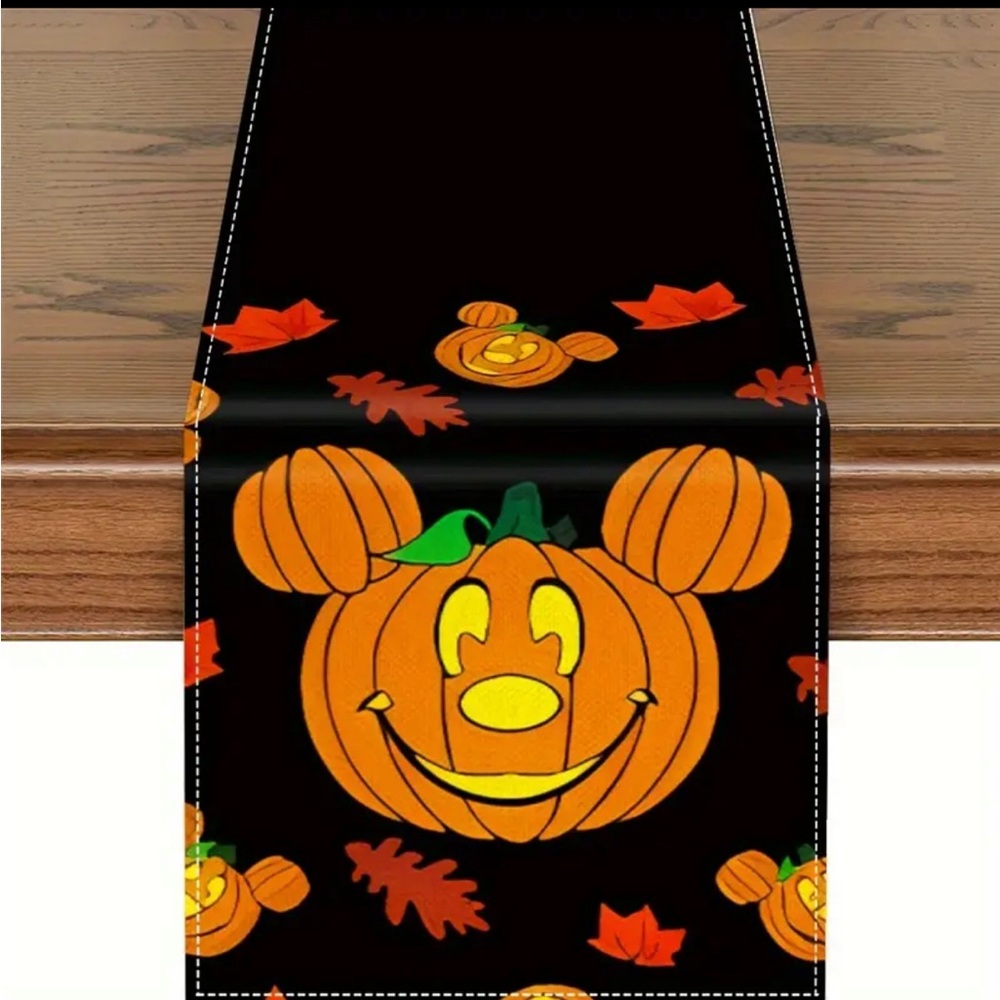 13x72 Table Runner Disney Hidden Mickey Mouse Fall Pumpkin Fabric Mantel Scarf